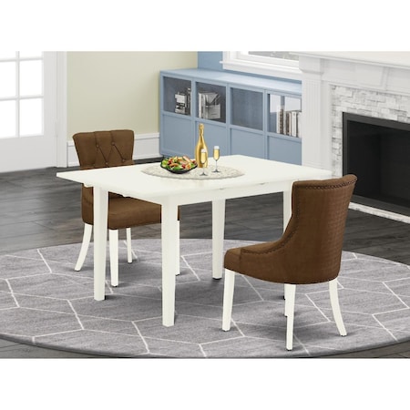 East West Furniture 3 Piece Norfork Kitchen Furniture Set - Linen White NOFR3-LWH-18